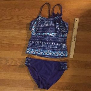 SO blue and white tankini two piece size 14